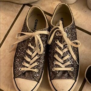 Converse Black and Silver Glitter Sneakers